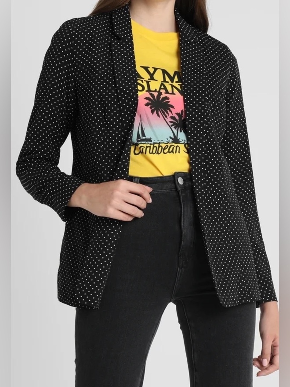 Black Polka Dot Women's Blazer Jacket